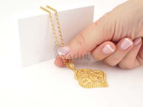 Colar com Medalha Coração de Viana Médio, Filigrana Portuguesa, Prata de Lei 925 Dourada - Vídeo