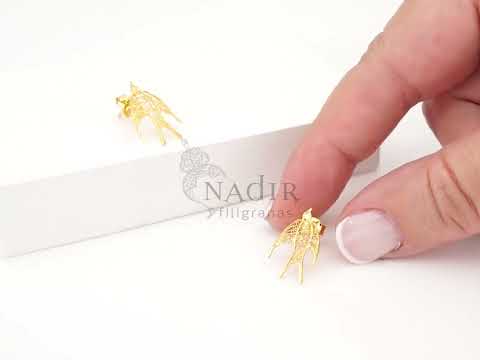 Brincos Mini Andorinha, Filigrana Portuguesa, Prata de Lei 925 Dourada - Vídeo