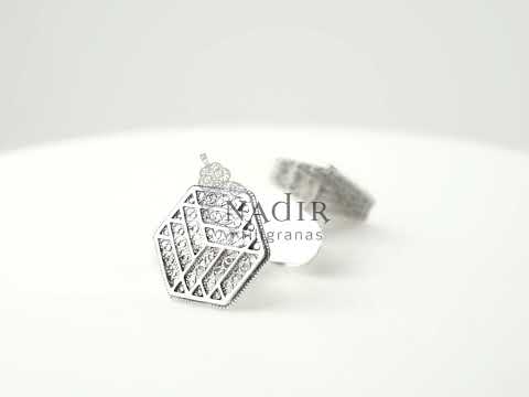 Botões de Punho Hexagonais, Filigrana Portuguesa, Prata de Lei 925 - Vídeo