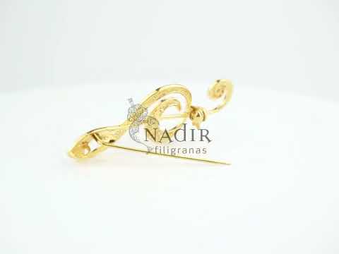 Alfinete Clave de Sol, Filigrana Portuguesa, Prata de Lei 925 Dourada - Vídeo